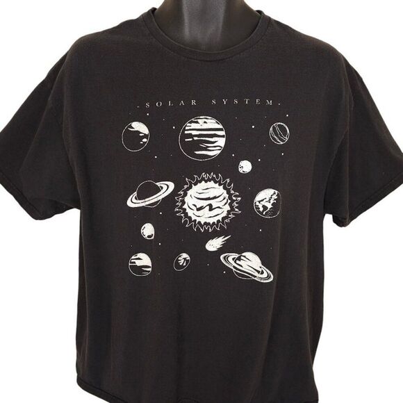 Solar System T Shirt Mens Size XL Black Outer Space Planets Fifth Sun - Picture 2 of 6